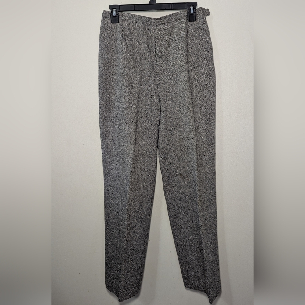 Parisian Gray Textured Straight Leg Trousers Women's Size 8